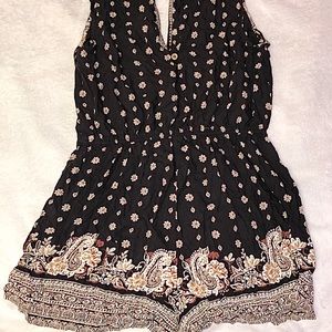 Black and brown sleeveless romper